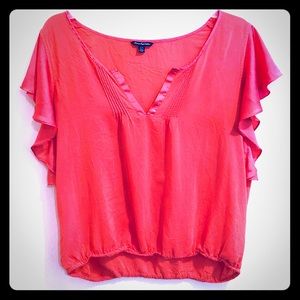 American 🦅 | Coral Orange V-Neck Cap—Sleeve Top